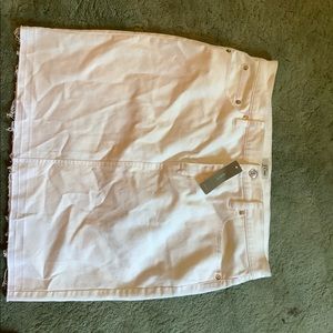 JCrew white denim zip skirt